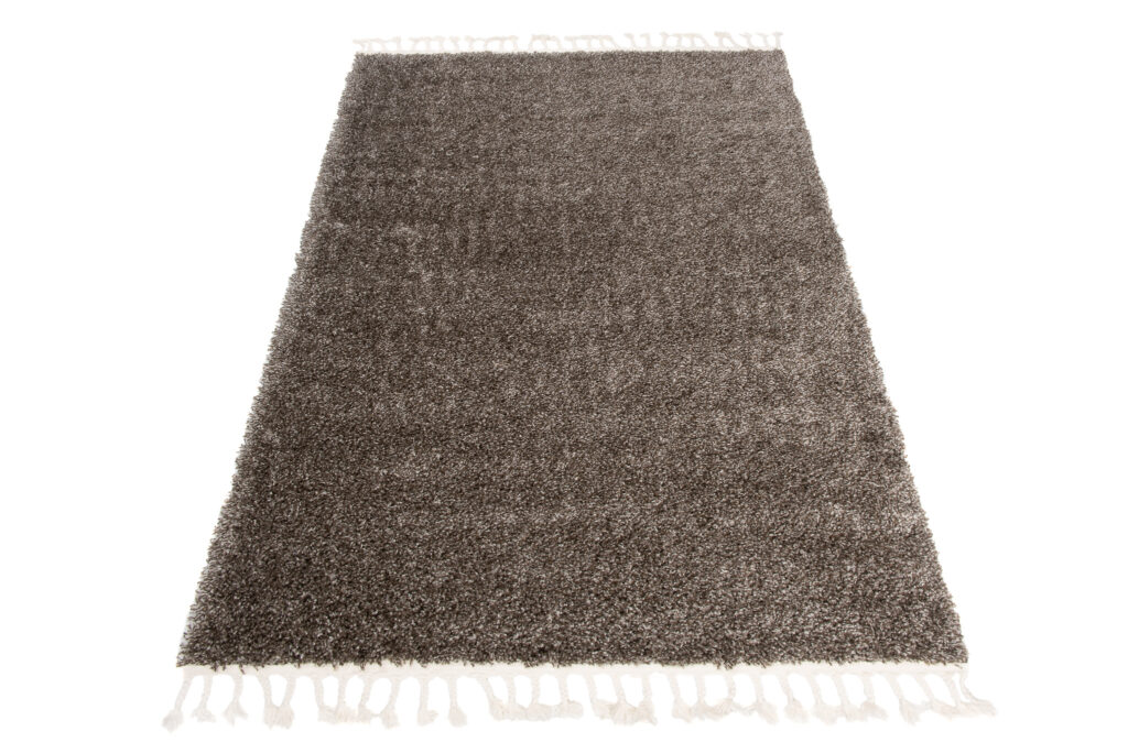 Alfombra Boho con Borlas Gris Pardo Shaggy