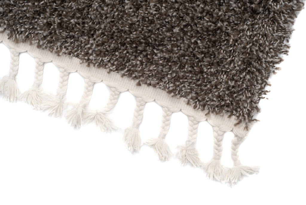 Alfombra Boho con Borlas Gris Pardo Shaggy
