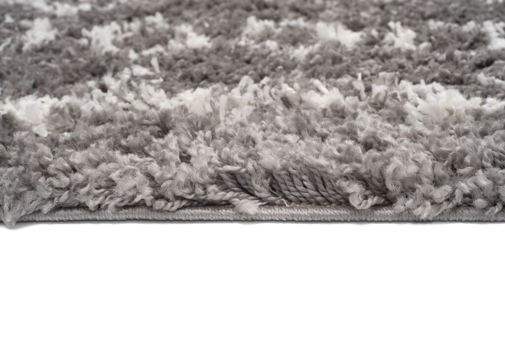 Alfombra Boho con Borlas Gris Geométrico Shaggy