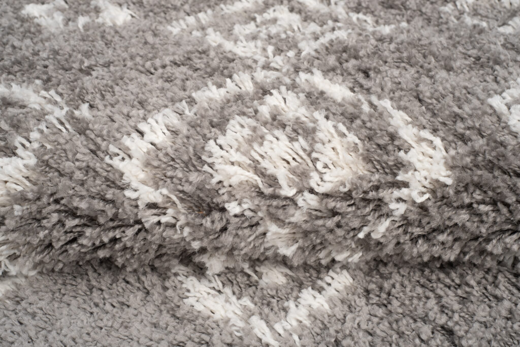 Alfombra Boho con Borlas Gris Geométrico Shaggy