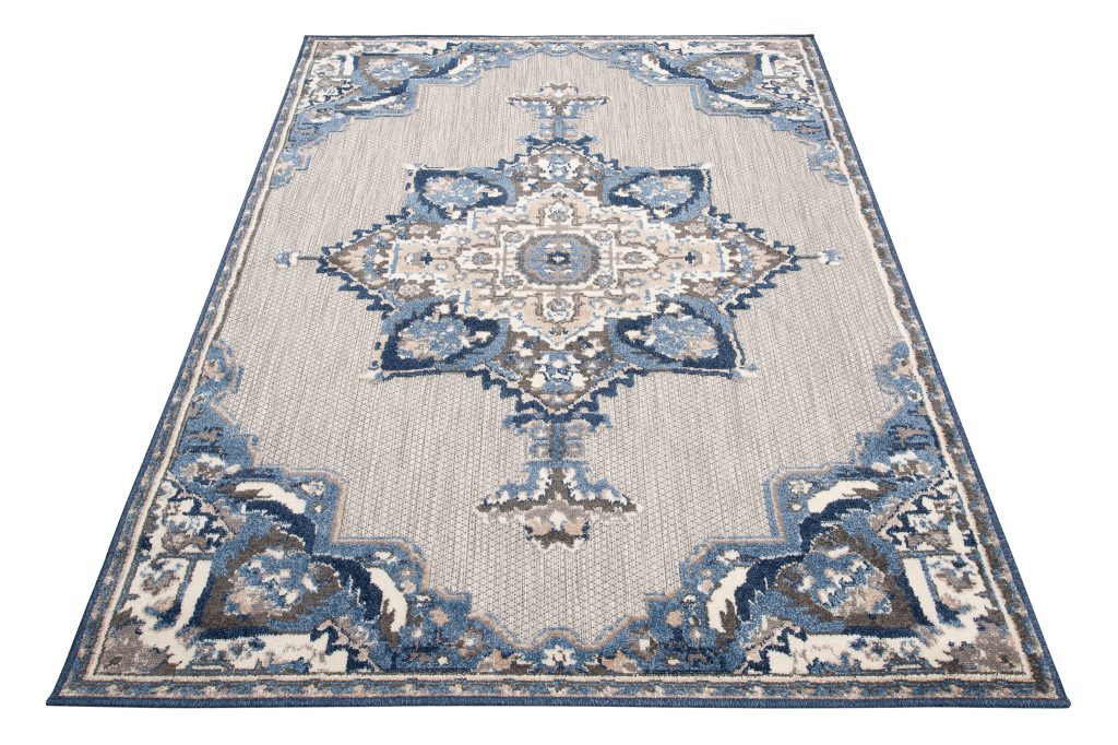 Alfombra Exterior Patio Gris Azul Vintage