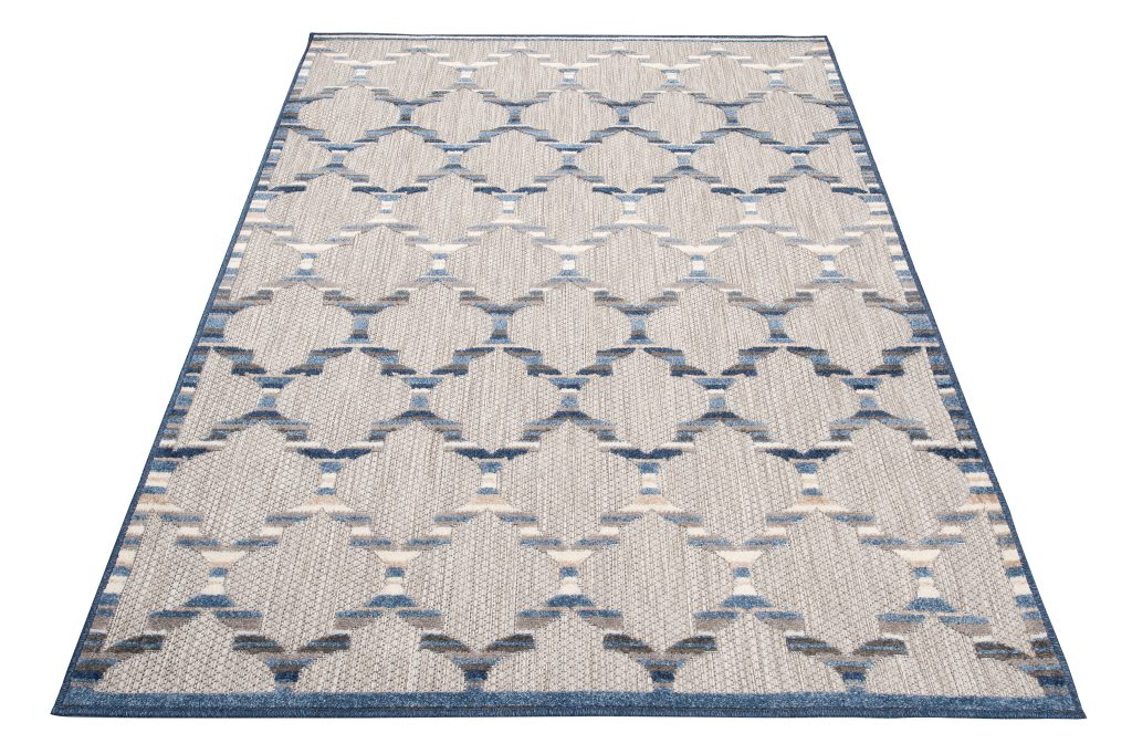Alfombra Exterior Patio Gris Azul Trellis