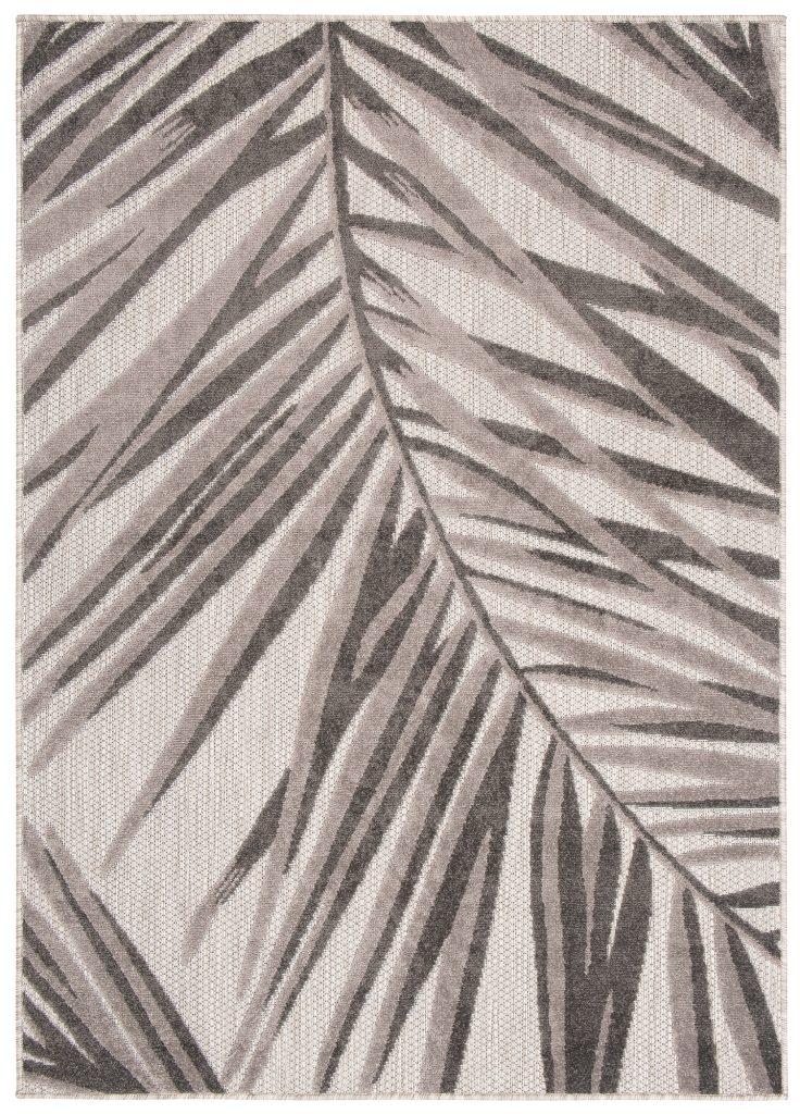Alfombra Exterior Patio Gris Beige Hojas