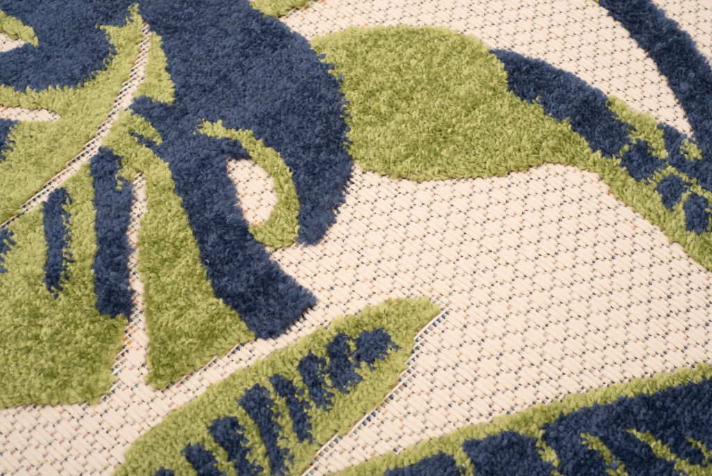 Alfombra Exterior Patio Crema Hojas de Monstera