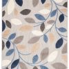 Alfombra Exterior Patio Gris Azul Hojas