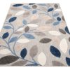 Alfombra Exterior Patio Gris Azul Hojas