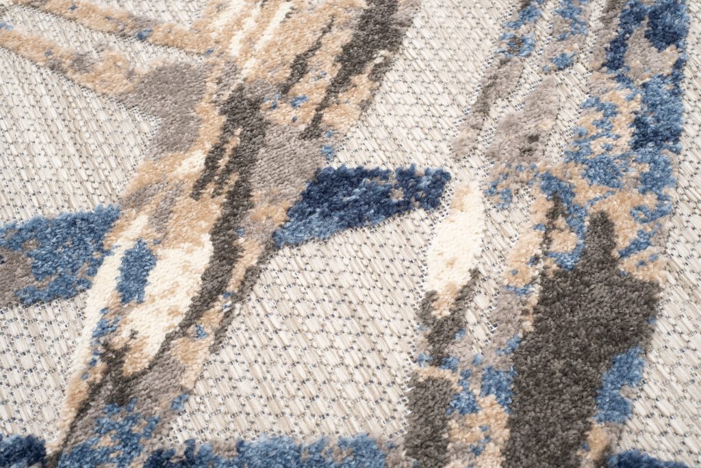Alfombra Exterior Patio Gris Azul Hojas