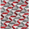Alfombra Maya Gris Rojo Abstracto Zigzag