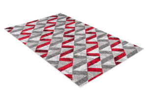 Alfombra Maya Gris Rojo Abstracto Zigzag