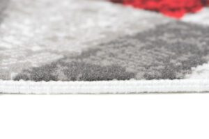 Alfombra Maya Gris Rojo Abstracto Zigzag