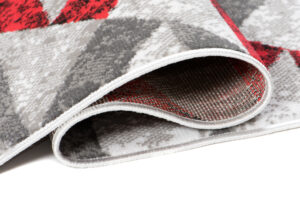 Alfombra Maya Gris Rojo Abstracto Zigzag