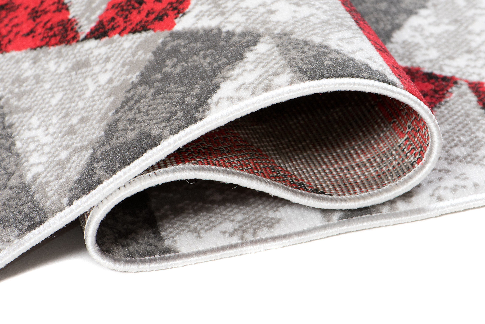 Alfombra Maya Gris Rojo Abstracto Zigzag