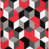 Alfombra Maya Gris Rojo Cubos