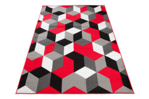 Alfombra Maya Gris Rojo Cubos