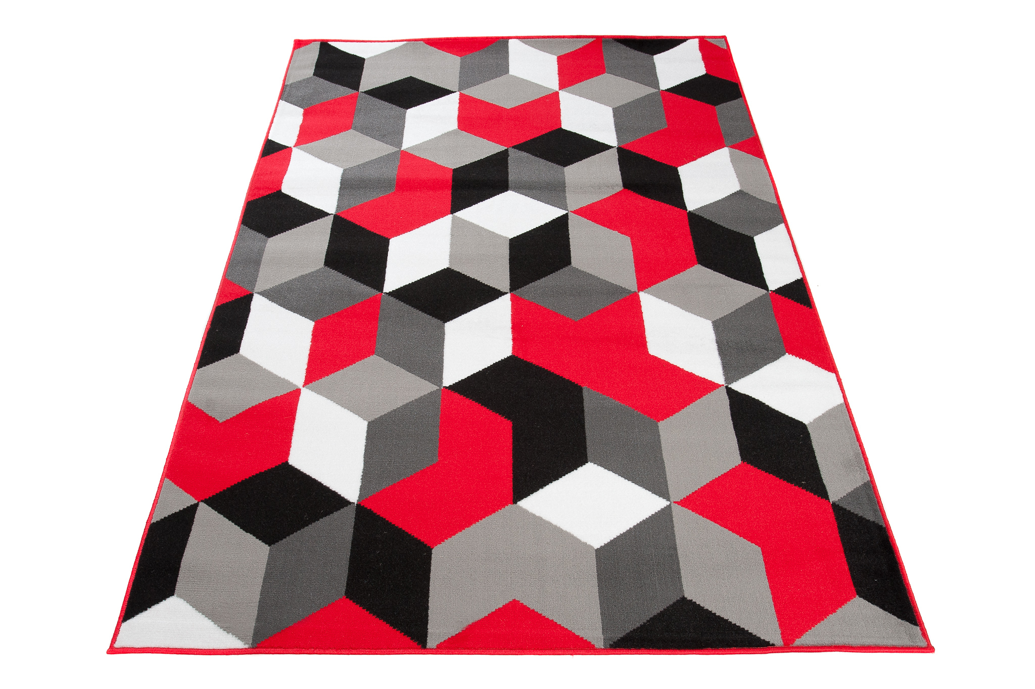 Alfombra Maya Gris Rojo Cubos