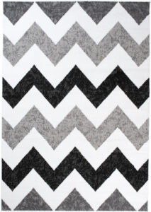 Alfombra Maya Gris Negro Geométrico Zigzag