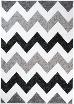 Alfombra Maya Gris Negro Geométrico Zigzag