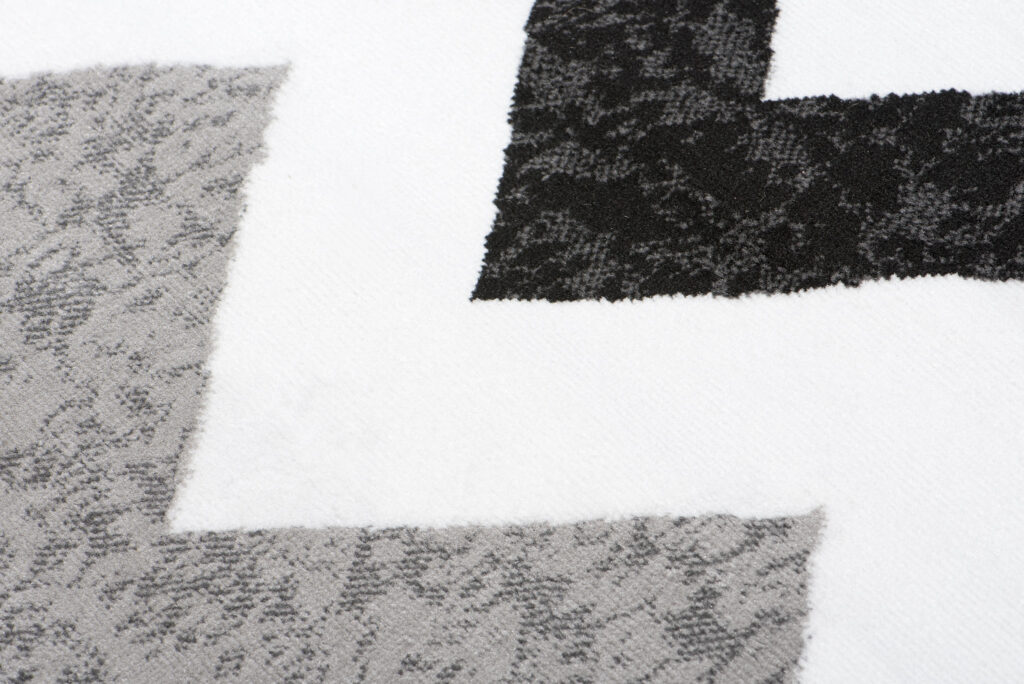 Alfombra Maya Gris Negro Geométrico Zigzag