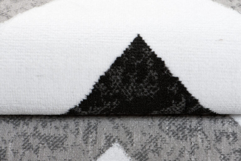 Alfombra Maya Gris Negro Geométrico Zigzag