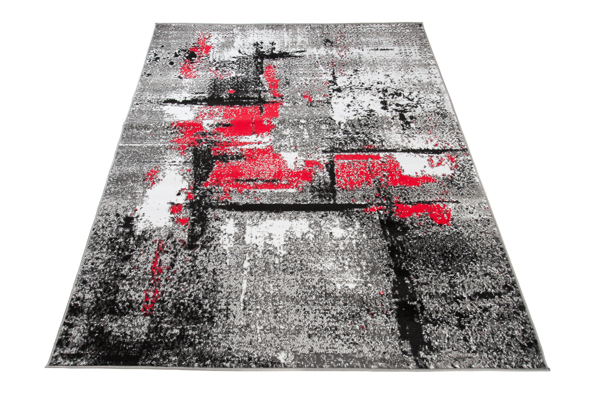 Alfombra Maya Gris Rojo Moteado