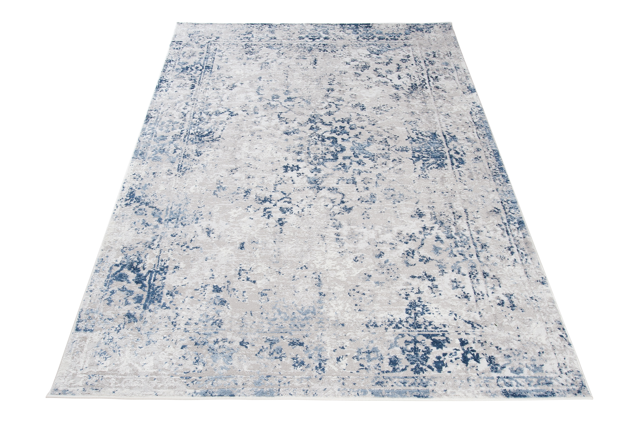 Alfombra Sky Azul Gris Borde Ornamental