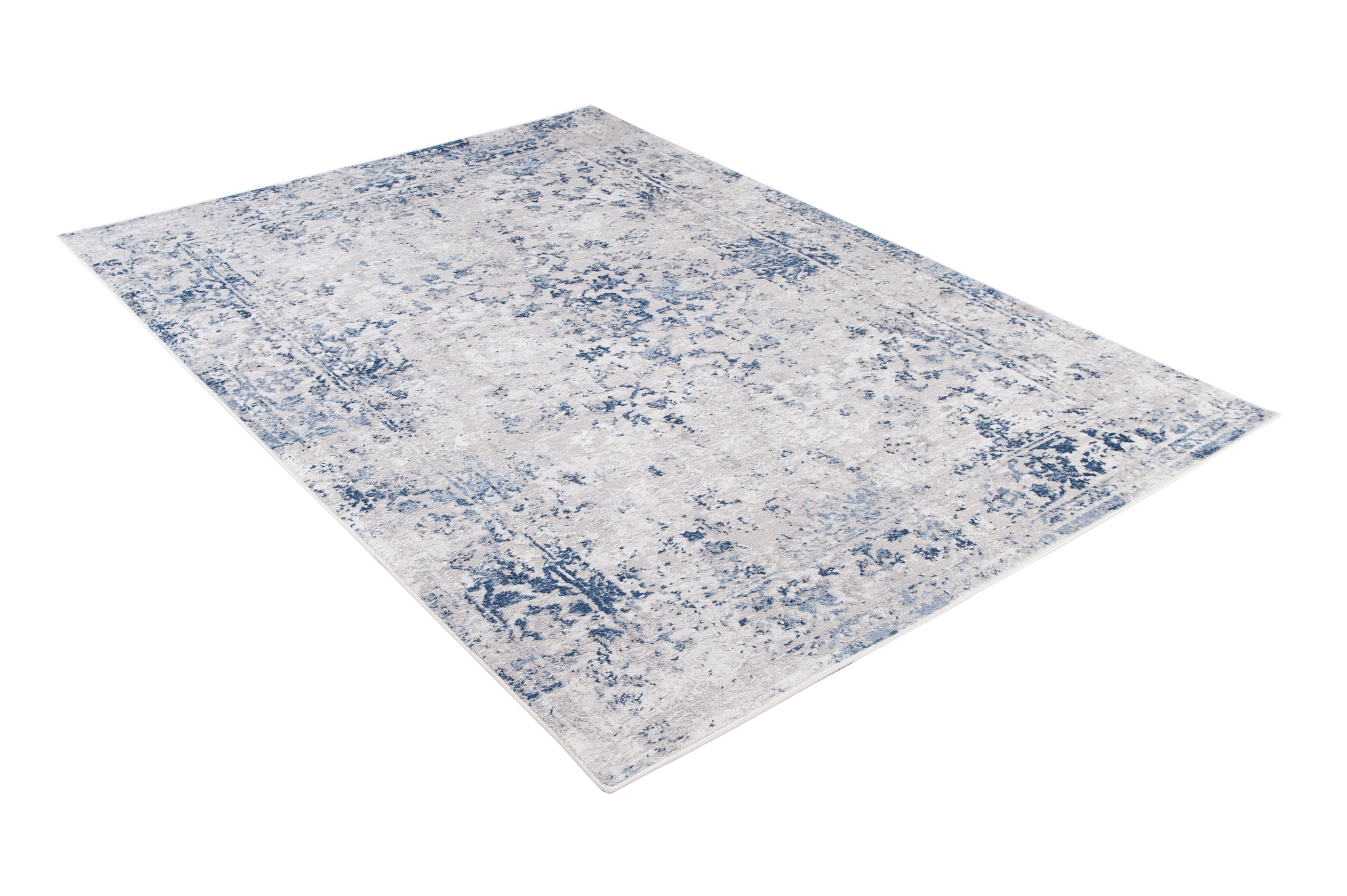 Alfombra Sky Azul Gris Borde Ornamental