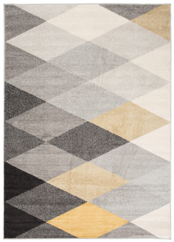 Alfombra Lazur Gris Amarillo Geométrico Rombos