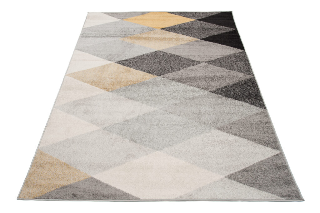 Alfombra Lazur Gris Amarillo Geométrico Rombos