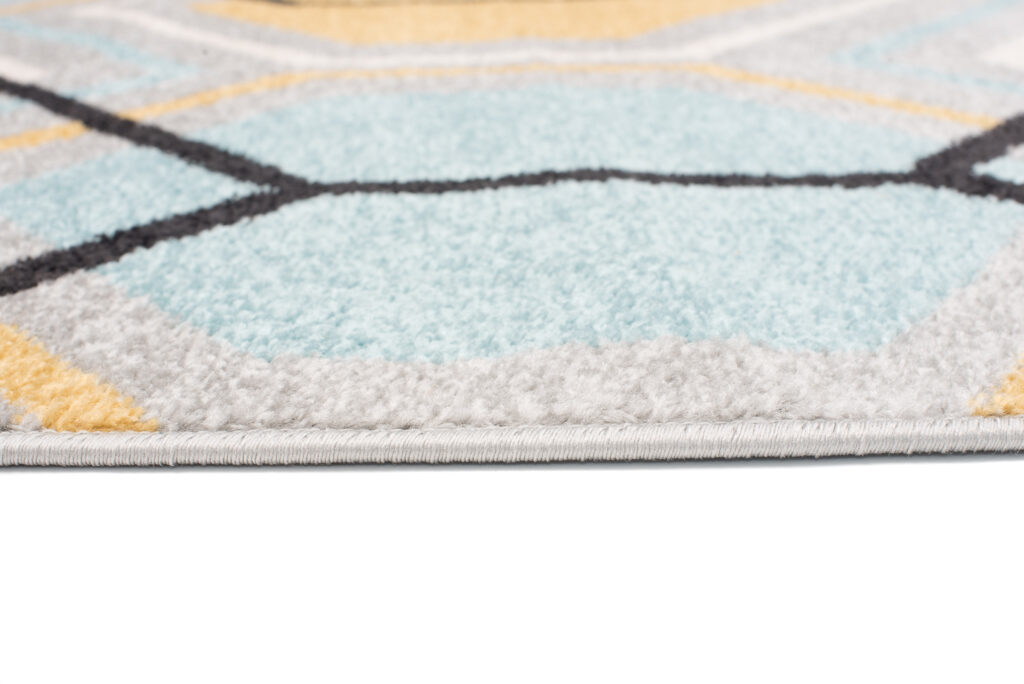 Alfombra Lazur Gris Amarillo Azul Geométrico Cubo
