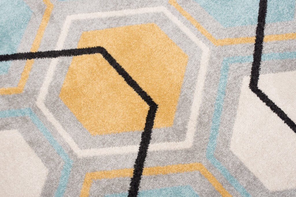 Alfombra Lazur Gris Amarillo Azul Geométrico Cubo