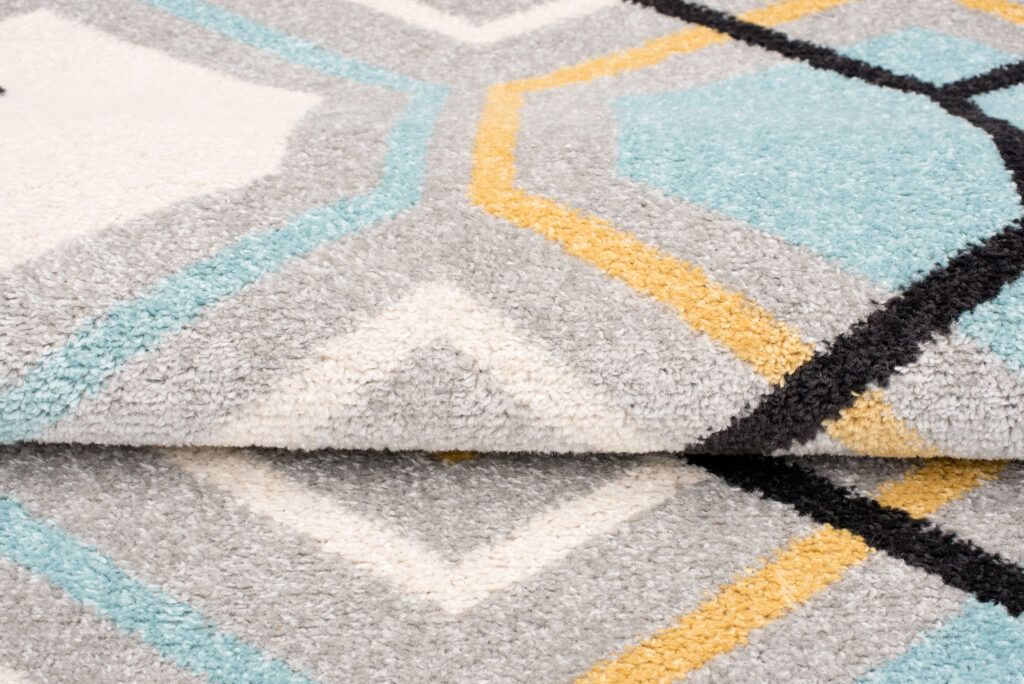 Alfombra Lazur Gris Amarillo Azul Geométrico Cubo