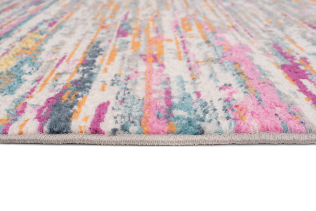 Alfombra Lazur Rosa Multicolor Abstracto Líneas