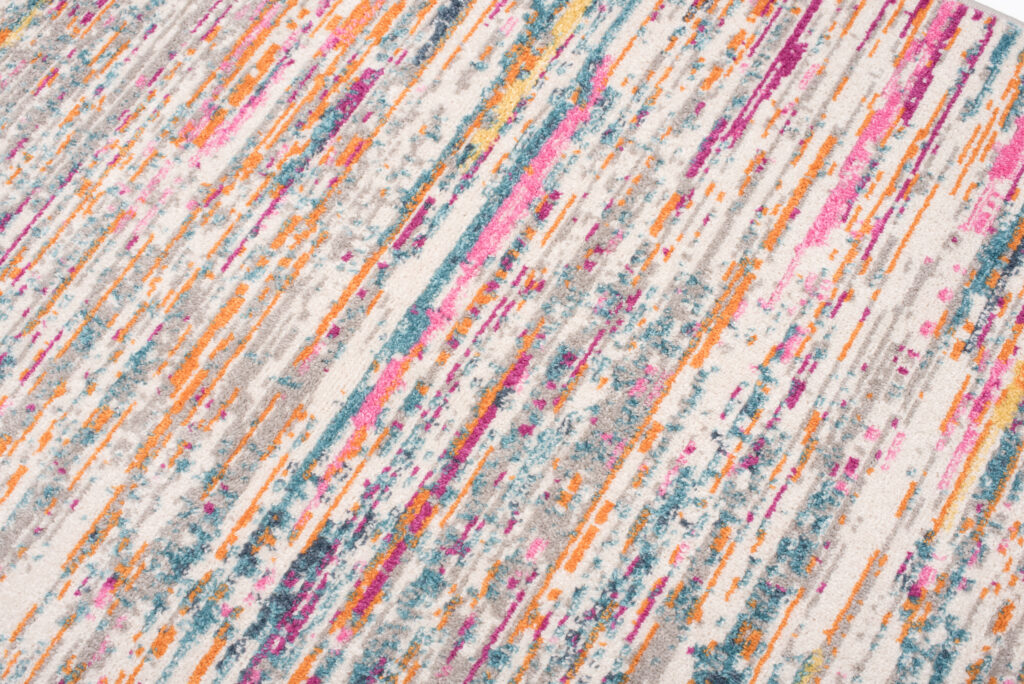 Alfombra Lazur Rosa Multicolor Abstracto Líneas