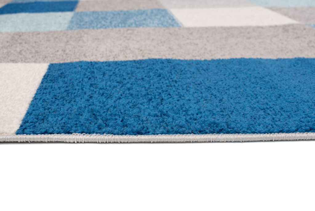 Alfombra Lazur Gris Azul Geométrico Cuadrados