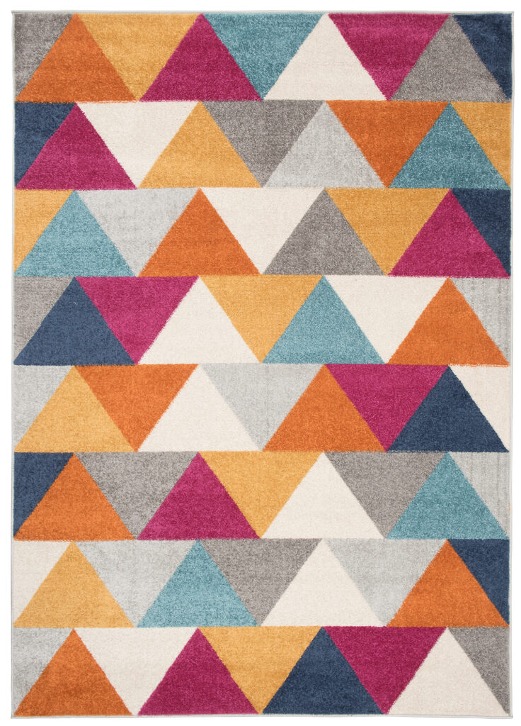 Alfombra Lazur Naranja Multicolor Geométrico Triángulos