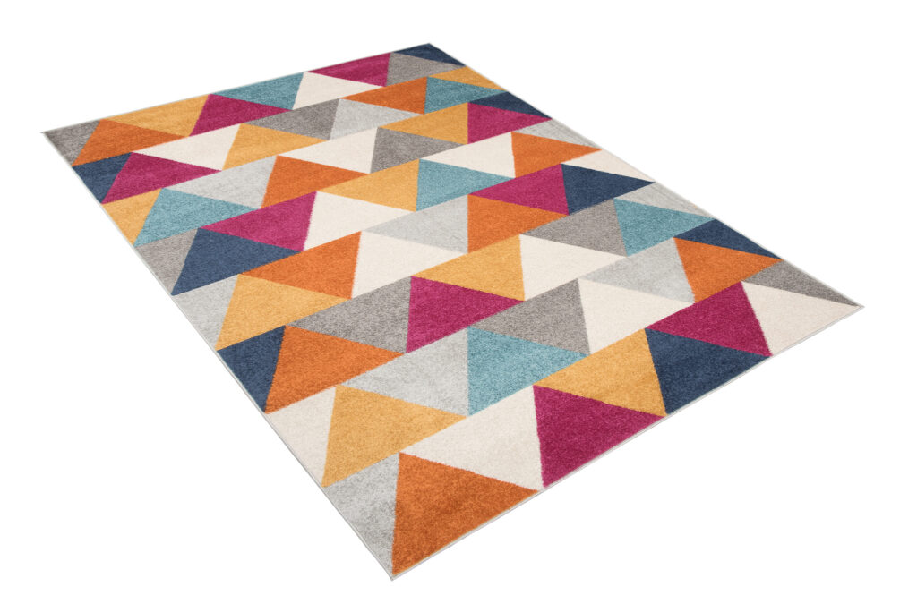 Alfombra Lazur Naranja Multicolor Geométrico Triángulos