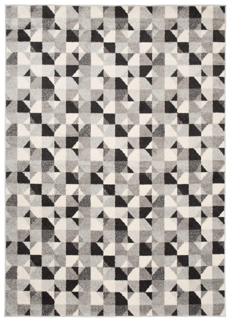 Alfombra Lazur Gris Geométrico Cuadrados Círculos