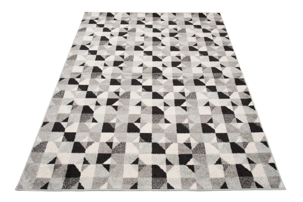 Alfombra Lazur Gris Geométrico Cuadrados Círculos