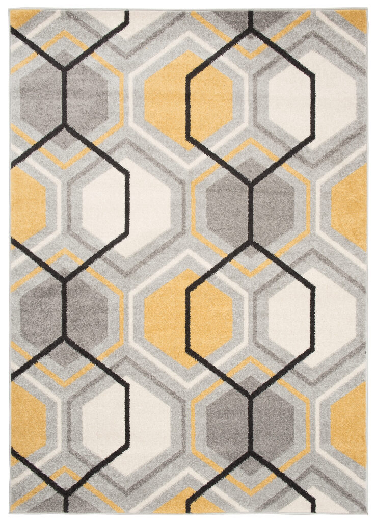 Alfombra Lazur Gris Amarillo Crema Geométrico Cubo