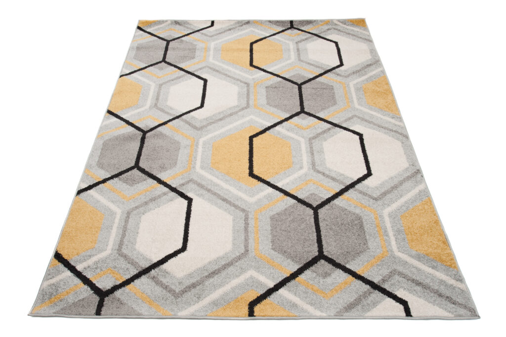 Alfombra Lazur Gris Amarillo Crema Geométrico Cubo