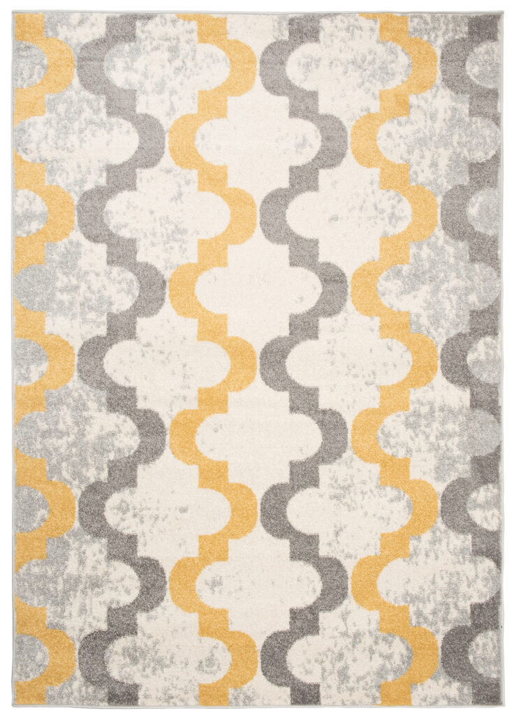 Alfombra Lazur Gris Amarillo Geométrico Trellis