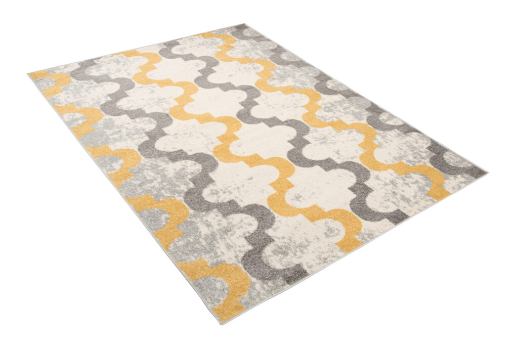 Alfombra Lazur Gris Amarillo Geométrico Trellis