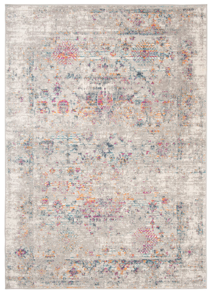 Alfombra Lazur Gris Vintage Flores Borde