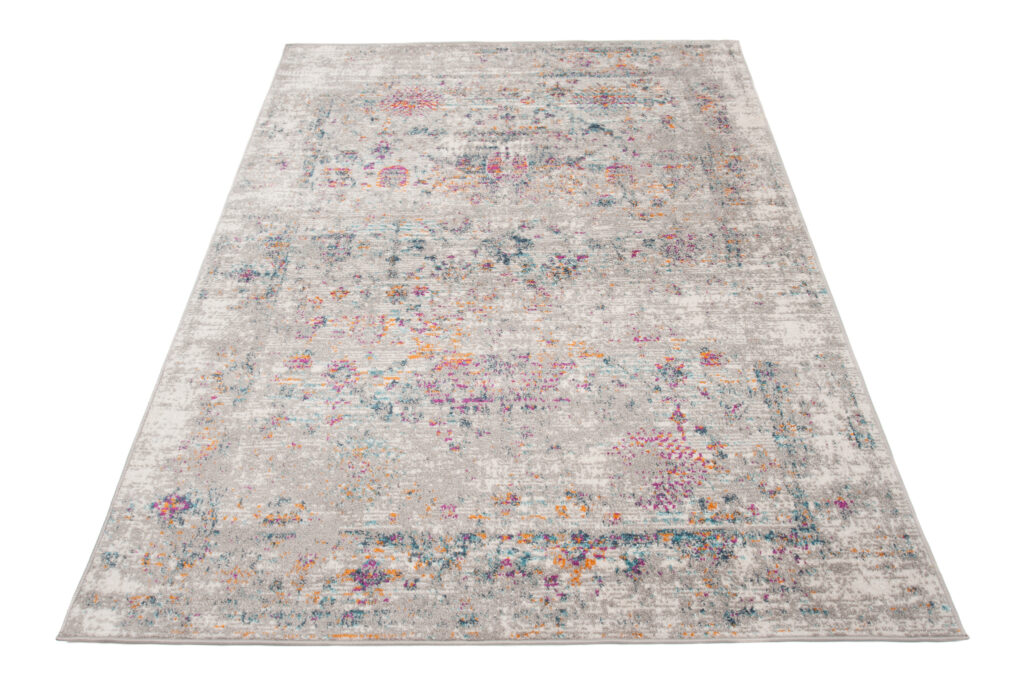 Alfombra Lazur Gris Vintage Flores Borde