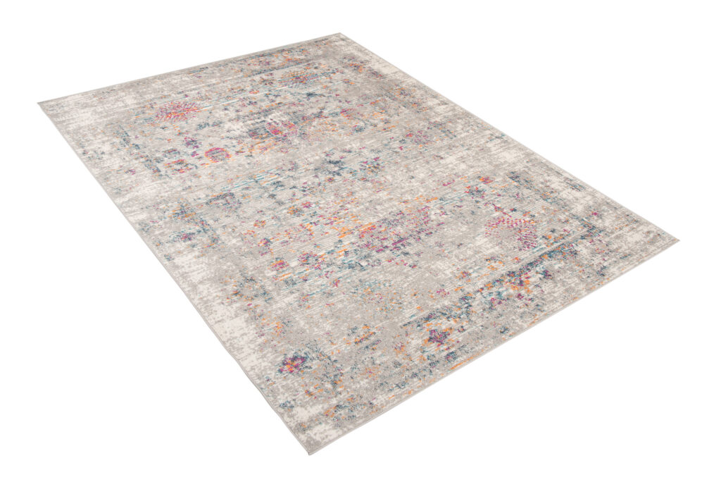 Alfombra Lazur Gris Vintage Flores Borde
