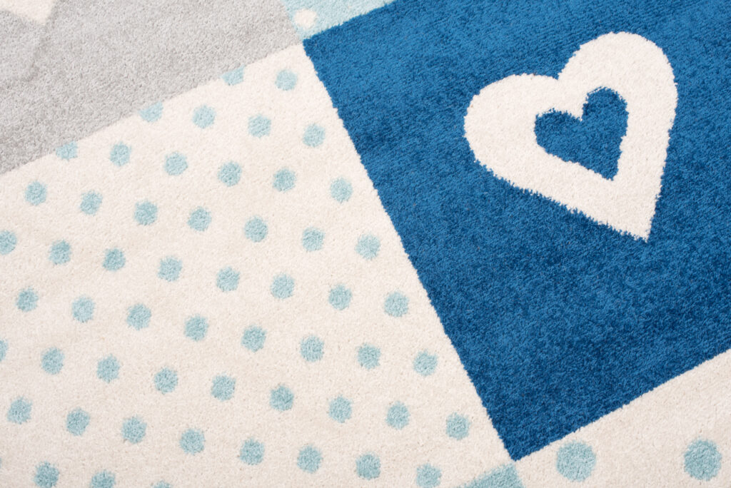 Alfombra Lazur Gris Azul Cuadrados Infantil