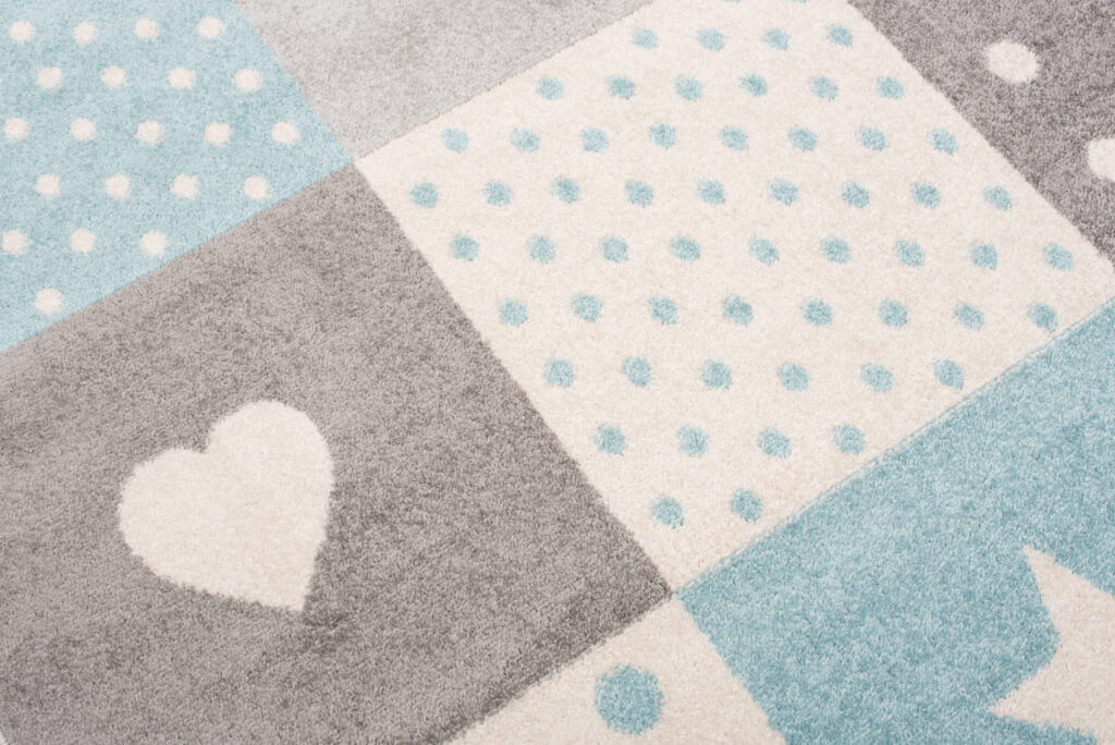 Alfombra Lazur Gris Turquesa Cuadrados Infantil