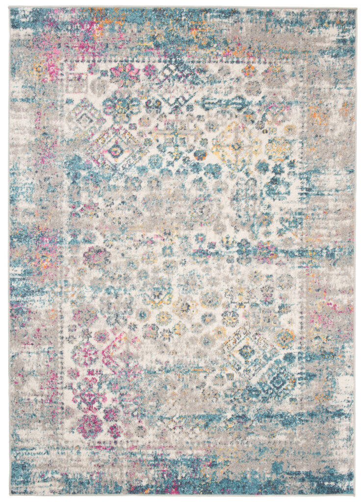 Alfombra Lazur Azul Gris Vintage Flores