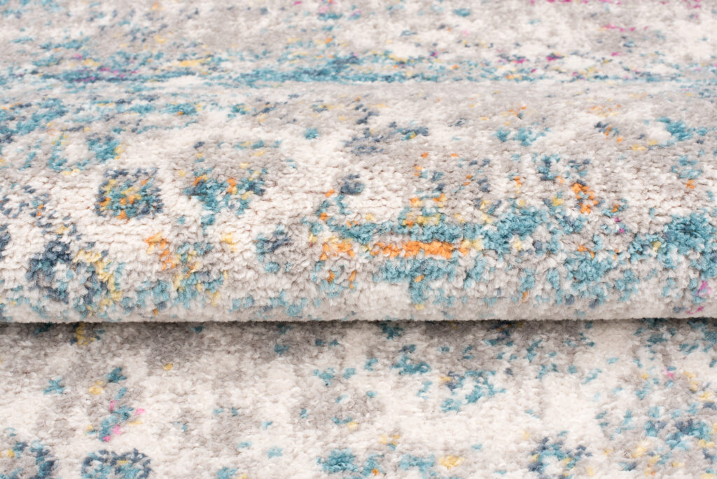 Alfombra Lazur Azul Gris Vintage Flores