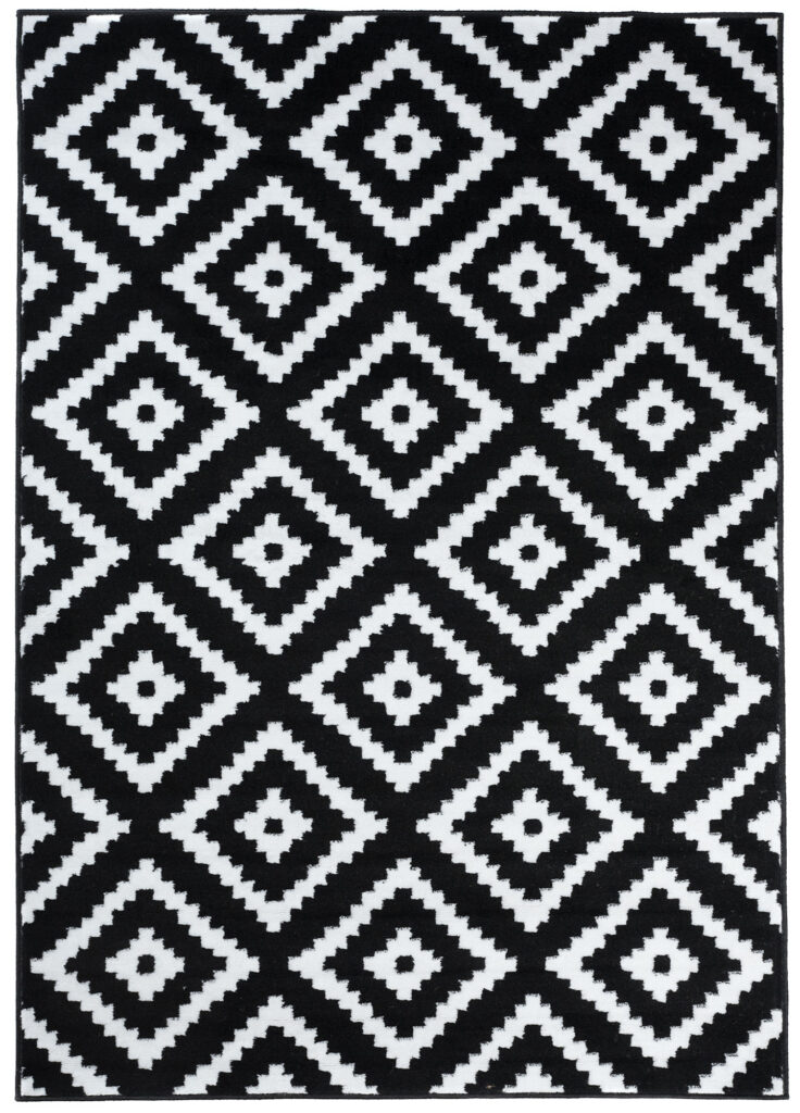 Alfombra Luxury Negro Blanco Geométrico Diamante